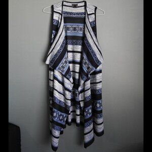 2/$13 New Directions Stripe Print Woven Rayon Wrap Size Large Long Vest